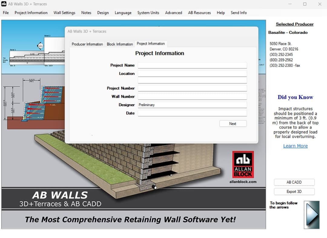 AB Walls Software Interface