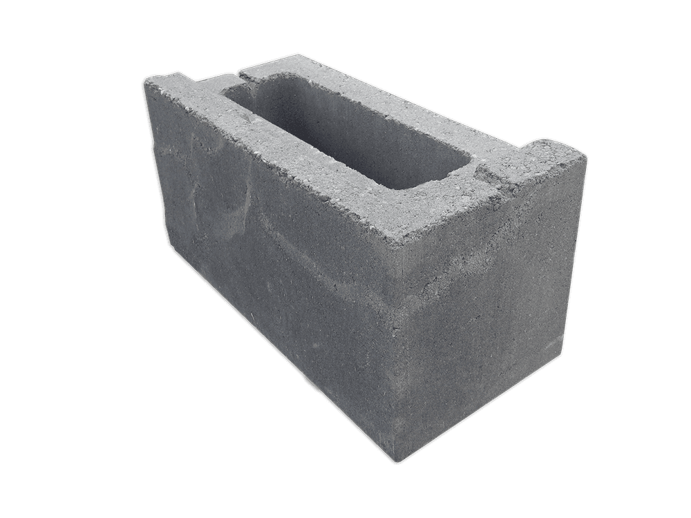 AB Aztec Corner retaining wall block — 90° corner block that allows for easily creating inside and outside corners. Commonly sold in pairs to create both left and right corners