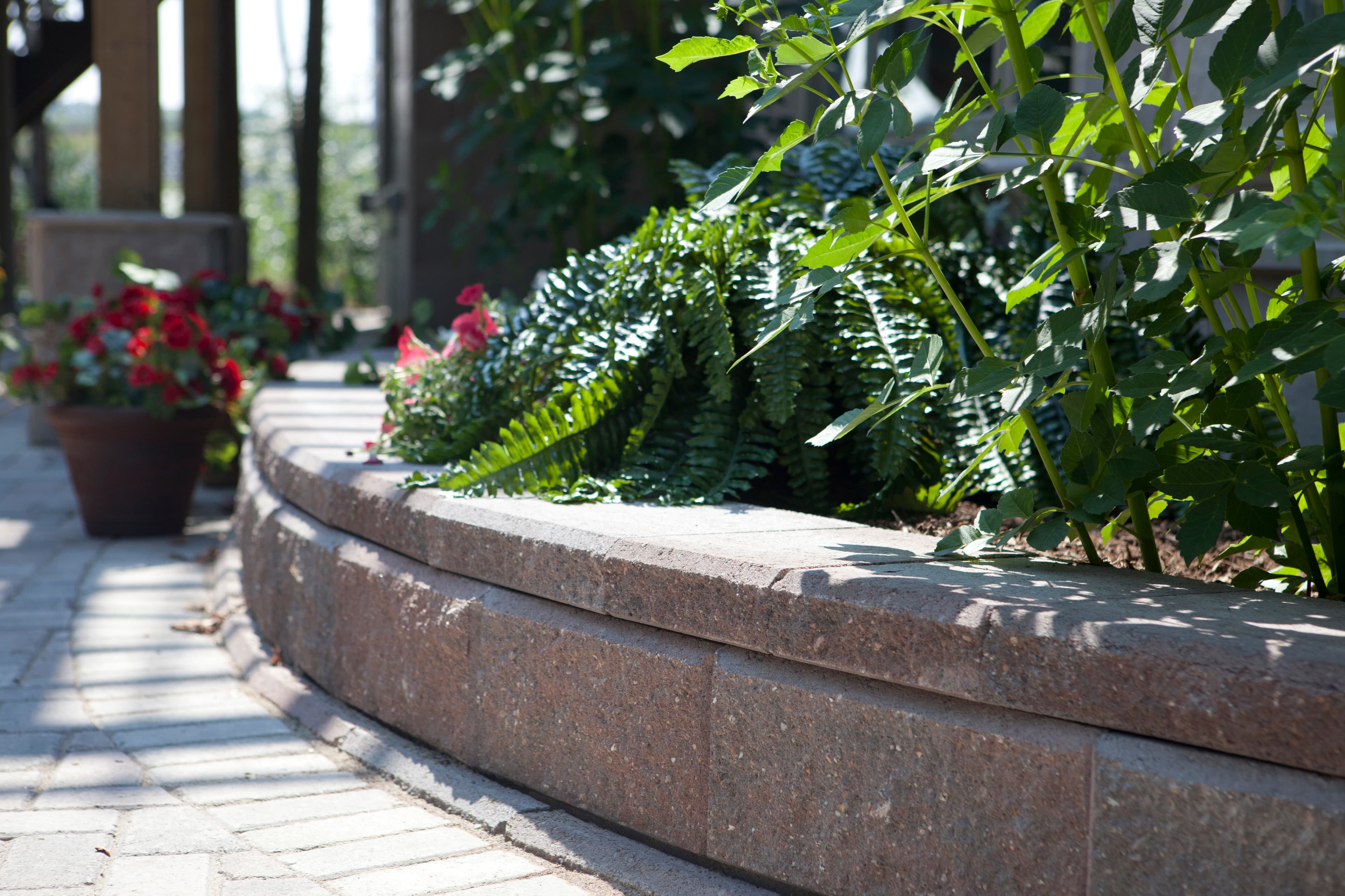 Allan Block garden wall installation