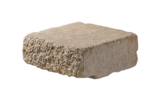 AB Europa Capstone retaining wall block — Finishing block that provides a clean, matched appearance to the top of the wall. Tumbled stone texture with chamfered edges.
