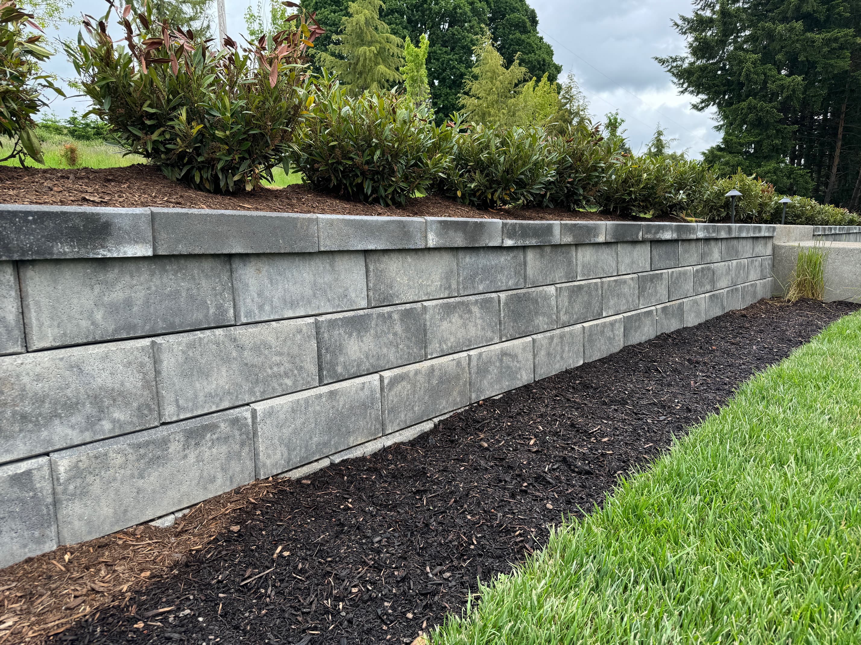 Allan Block planter wall installation